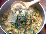 Ein ganzer Topf voll heißem Hähnchenbrust-Curry